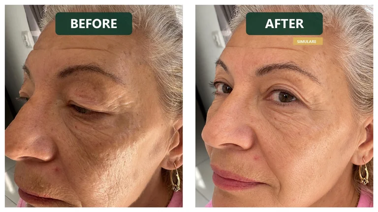 Ten matur — before/after cu retuș digital AI, nu rezultat real